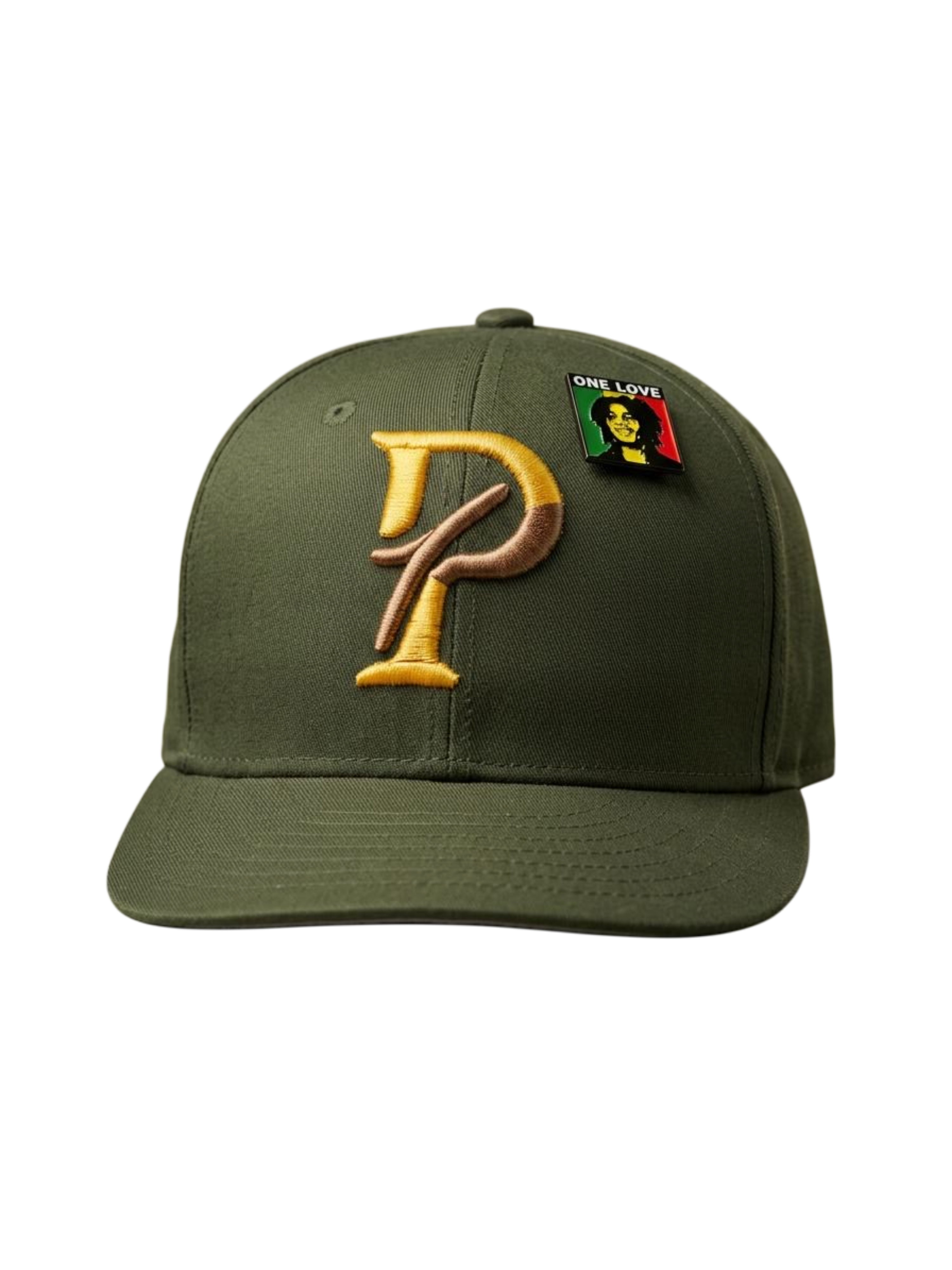 Olive Bob Marley Tribute Embroidery Pelz Logo Snapback Trucker Hat