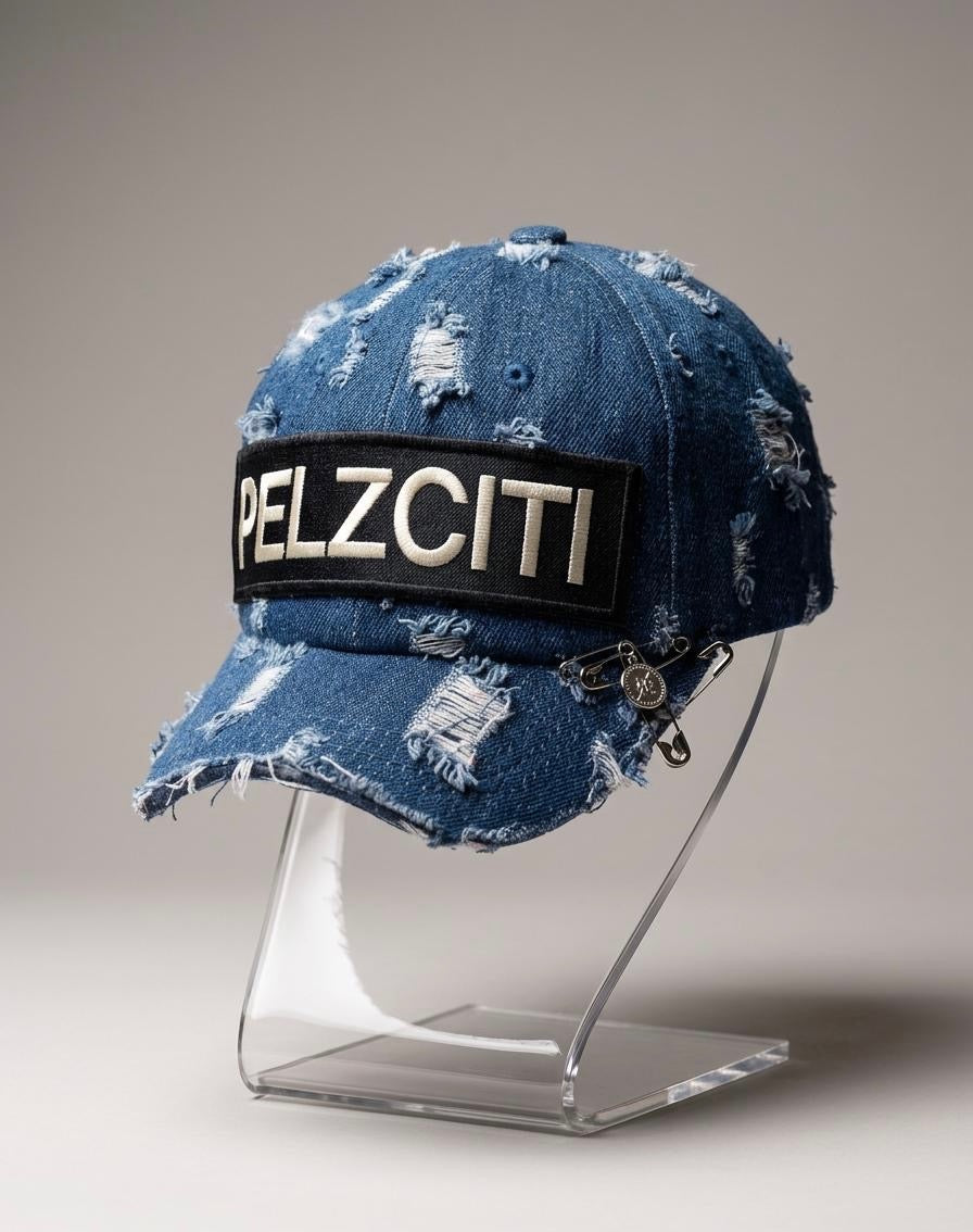 Pelzciti Denim Embroidered Patch hat